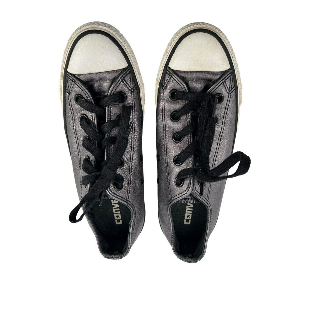 Converse All Star Women Low Top Sneaker Size 6 Gunmetal Gray Metallic Lace Up - Picture 6 of 12
